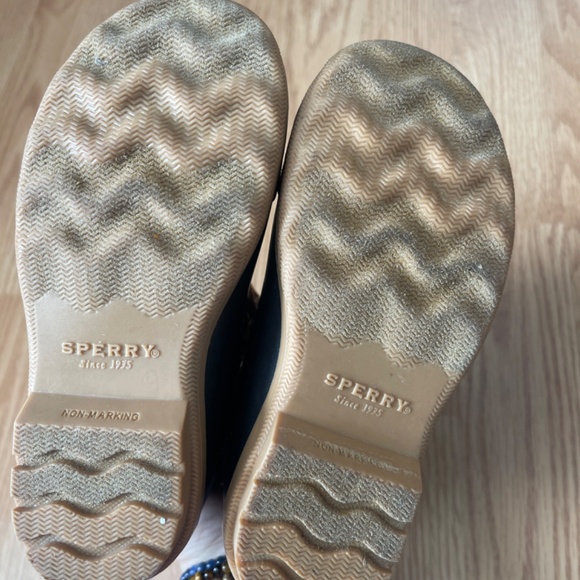 Girls Sperry Black and Brown Cheetah Print Port Duck Boot Size 9 - Picture 7 of 8